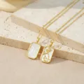 18k gold plated twin zodiac constellation pendant necklace with white mother of pearl charms - Gemini (TN4393) / Gold