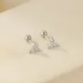 Pendientes de tuerca cartílago triángulo tres piedras circonita color plata moda. - Estilo Triángulo de Strass (ES3671) / Platino (Strass Blanco)