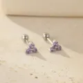 Boucles d'oreilles triangle en argent sterling 925 avec zircons violet pour piercing - Style Triangle en Strass (ES3671) / Platine (Strass Violet)