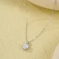 Exquisito collar con colgante de circonita redonda de plata de ley 925 elegante cadena de clavícula - Estilo Redondo Corte Rosa (NS3600) / Blanco