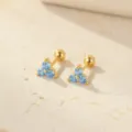Boucles d'oreilles clous triangle en cristal bleu plaque or en argent S925 elegante - Style Triangle en Strass (ES3671) / Couleur Or (Strass Bleu)