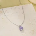 Collar de plata S925 con colgante de circonita morada, elegante cadena para mujer. - Estilo Redondo Corte Rosa (NS3600) / Púrpura