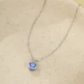 Collar con colgante de plata esterlina S925 circonita azul, joya elegante regalo. - Estilo Redondo Corte Rosa (NS3600) / Azul