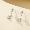 Boucles d'oreilles pendantes en argent S925 ornées de zircons étincelants, style polyvalent. - Style Incrusté en Grappe (ES3825) / Or blanc