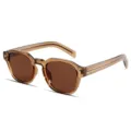 Chic occhiali da sole poligonali con montatura marrone traslucida e protezione UV alta. - Marrone trasparente