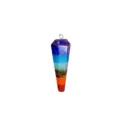 Colorful crystal pendulum pendant hexagonal column natural stone necklace for DIY jewelry making. - Pendant Only (Without Chain) / Rainbow
