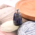 Natural gemstone essential oil bottle pendant, blue crystal aromatherapy vial with silver cap. - Pendant Only (No Chain) / Silver