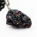 Natural rainbow druzy agate crystal stone pendant necklace with silver chain for women - Multicolored Pendant (Pendant Only)