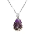 Squisita collana con ciondolo a goccia in cristallo viola e catena in argento donna. - Solo Pendente (Senza Catena) / Ametista
