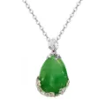 Dettaglio della collana con pendente in cristallo verde goccia e montatura floreale argento. - Solo Pendente (Senza Catena) / Aventurina verde