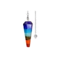 Natural chakra crystal pendulum necklace hexagonal stone pendant for healing yoga meditation energy - Large Conical / With Chain / Multicolor (Large Cone + White K Copper Chain)