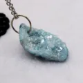 Natural agate crystal geode irregular teardrop pendant necklace DIY jewelry accessory - Royal Blue Pendant (Pendant Only)