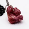 Natural raw crystal agate druzy pendant necklace dazzling irregular stone jewelry accessory - Bright Red Pendant (Pendant Only)