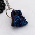 Natural blue druzy agate crystal pendant irregular raw stone diy necklace jewelry accessory - Blue Light Pendant (Pendant Only)