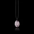Rozenkwarts Levensboom Hanger Ketting Roze Kristal Draad Gewikkeld Sieraden Variant - Alleen Hanger (Zonder Ketting) / Rozenkwarts Brons