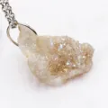 Natural raw crystal quartz cluster pendant necklace iridescent irregular accessory - Opal White Pendant (Pendant Only)