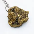 Natural druzy crystal pendant necklace, irregular rough stone DIY jewelry accessory sku. - Gold Pendant Only (Without Chain)