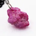 Natural pink agate crystal cluster rough stone pendant necklace variant style for daily wear. - Rose Red Pendant Only (Without Chain)