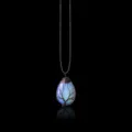 Mooie opalijn steen druppel levensboom draad gewikkelde hanger ketting blauwe variant. - Alleen Hanger (Zonder Ketting) / Opalite Antiek Koper