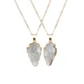 Detailed view of white crystal arrowhead pendant necklace featuring a natural raw stone. - Pendant Only (Without Chain) / White Crystal