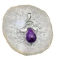Collana con ciondolo ad ala d'angelo in cristallo di ametista naturale, gioiello con pietra preziosa. - Ciondolo Ametista Solo (Senza Catena)