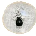 Collana con ciondolo angelo goccia in ossidiana nera da donna, elegante gioiello pietra - Ciondolo Ossidiana Solo (Senza Catena)