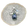 Ciondolo Angelo in Pietra Naturale Collana Goccia Cristallo Blu Bianco per Donna e Ragazza - Ciondolo Sodalite Solo (Senza Catena)