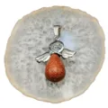 Collana con pendente angelo goccia in pietra di sole e ali in metallo gioielli donna. - Ciondolo Goldstone Solo (Senza Catena)
