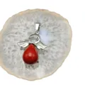Collana con ciondolo a goccia pietra rossa ala d'angelo donna gioiello moda elegante - Ciondolo Diaspro Rosso Solo (Senza Catena)
