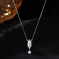 S925 zilveren markies diamant druppel ketting, elegante lichte luxe sleutelbeenketting. - Witgoud