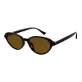 Retro occhiali da sole piccola montatura nera lenti marroni, stile americano moda tendenza. - Montatura Nera Lenti Tè