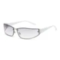 Occhiali da sole Y2K in metallo stanghette bianche lenti sfumate stile streetwear - Aste bianche e lenti argento sfumato