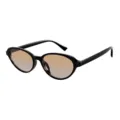 Occhiali da sole retro con montatura nera piccola e lenti sfumate marroni eleganti. - Montatura Nera Doppie Lenti Tè