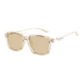 Occhiali da sole squadrati con perle da donna, occhiali alla moda con lenti chic ed eleganti. - Montatura Champagne Trasparente Lenti Champagne