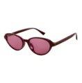 Occhiali da sole retrò con montatura rosso scuro e lenti rosa, variante elegante per outfit. - Montatura Bordeaux Lenti Rosso Vino