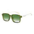 Eleganti occhiali da sole quadrati verdi con perle decorative per donne alla moda. - Montatura Verde Trasparente Lenti Verdi