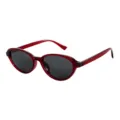 Retro Occhiali da Sole Rossi Piccoli Ovale Occhiali Tendenza Unisex Moda UV Stile - Montatura rosso vino trasparente, lenti grigie
