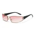 Y2K fashion sunglasses for women, trendy gradient pink lenses with chic metal and black temples. - Black Temples Gradient Pink Lenses