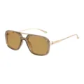 Occhiali da sole squadrati doppio ponte retro donna, lenti marroni stile elegante. - Montatura Champagne / Lenti Tè