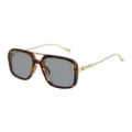 Women vintage square frame double bridge sunglasses stylish UV protection sun glasses. - Tortoise Frame Gray Lens