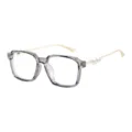 Viereckige Perlen-Sonnenbrille für Damen, schicker grauer Acrylrahmen mit goldenen Bügeln. - Grau Transparenter Rahmen Transparente Linsen