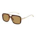 Retro square double bridge sunglasses for women, fashion tortoiseshell frames with gold metal. - Tortoiseshell Frame Tea Lens