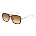 Retro Square Tortoise Shell Sunglasses with Double Bridge Gold Metal Temples Variant - Tortoiseshell Frame Gradient Tea Lens