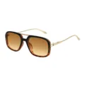 Women's Retro Square Double-Bridge Sunglasses Vintage Gradient Lenses Fashion Eyewear - Black and Tortoiseshell Frame with Double Brown Lenses