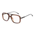 Vintage square double bridge sunglasses for women, retro oversized optical frames UV protection. - Tea Frame Clear Lens