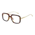 Retro square double bridge optical glasses tortoiseshell clear lenses metal temples - Demi Frame Clear Lens