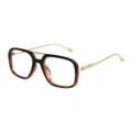 Vintage Square Double-Bridge Glasses Tortoise Shell Gold Frame Fashion Eyewear - Black and Tortoiseshell Frame with Clear Lenses