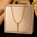 Collana con ciondolo a chiodo di diamante dorato lusso moda catena clavicola dettaglio - Collana Singola