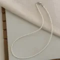Elegante collar de perlas pequeñas con cierre magnético para mujer moda elegante gargantilla - 3mm / Oro blanco