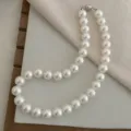 White round pearl necklace with silver magnetic clasp elegant choker variant for women - 12mm / White Gold